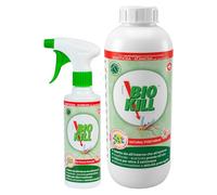 Bio Kill Insetticida Spray da Piretro Naturale Pronto all'Uso Kit Esterni e Interni per Cimici Acari Blatte Tarli Zanzare Formiche Termiti Tafani Mosche Pulci Zecche Flacone da 375ml + Ricarica da 1L