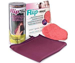 Bio-mex® Set 2 Panni Pulizie Microfibra - Panno Spugna Microfibra Antibatterica Flip-Mex 16x16cm - Panno Microfibra Vetri 50x70cm Pulisce Solo con Acqua