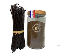 Bio - Polvere di baccelli vaniglia Borbone Madagascar 250 g - 100% puro - Certificata Bio Ecocert-FR-01 - Spezia Premium per pasticceria, gelati, bevande, rum organizzati