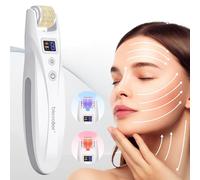 Bio Roller Microneedles Professional Kit, EMS Microneedle Roller Derma Stamp con 2 luci LED per rughe Stretch Scar Perdita di capelli Cura della pelle