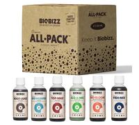 biobizz all pack kit fertilizzanti biologici completo indoor outdoor 250ml 500ml nutrienti organici bio grow bloom top max root juice alg a mic acti vera fish mix grow (6 x 500ml, outdoor)