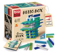 bioblo Hello Box - Ocean Mix | 100 Blocchi da Costruzione Colorati | Set Blocchi in Legno | Blocchi da Costruzione in legno per bambini | Giocattoli Educativi Montessori | Mattoni in costruzione