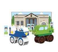 BIOBUDDI BB-0125 - Set di Panca, mattoncini biologici da Inserire, compatibili con Altre Marche, Realizzati in plastica Biologica, 18 Blocchi di bloccaggio, Sfondo di Gioco e Personaggi di Cartone