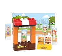 BIOBUDDI BLOCCHI DA COSTRUZIONE - SET DA PLAY BAKERY, 20 blocchi, 9 carte PUSH-OUT