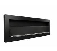 Biocamino da incasso 160x40cm Nero Opaco con Vetro 5L Bioetanolo e Rilevatore CO