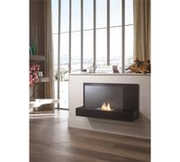 Biocamino da Parete BMOVIE struttura in metallo verniciato e vetro temperato 90x26xh 50 cm - peso 14kg Riscalda 20 MQ Potenza 2 Kw/h colore nero nero
