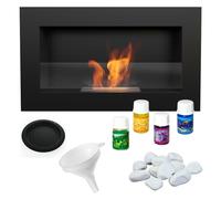 Biocamino Da Parete GOLF NERO TUV con vetro e kit Dimensioni 62x11x h 36 cm - peso 6,8 kg colore nero metallizzato E NERO nero