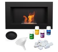 Biocamino Da Parete GOLF NERO TUV Senza vetro e kit Dimensioni 62x11x h 36 cm - peso 6,8 kg colore nero metallizzato E NERO nero