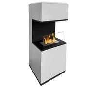 Biocamino da Pavimento con Bruciatore 1,2L Bianco 3,2kW Acciaio Inox