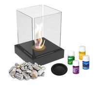 Biocamino TANGO4 Nero Indipendente con Set Aromaterapia e Pietre Decorative - Altezza 52,3 cm - Dimensioni 40x40 cm - Acciaio e Vetro Temperato - Ecologico e Portatile