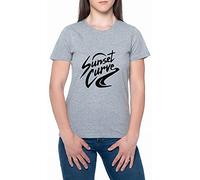 BIOCLOD Sunset Curve Donne Maglietta Grigio Girocollo Women T-Shirt Grey Round Neck M