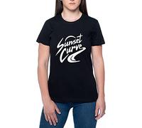 BIOCLOD Sunset Curve Donne Maglietta Nero Girocollo Women T-Shirt Black Round Neck M