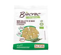 FIOR DI LOTO Biocroc - Mini Gallette di Mais Biologiche al Rosmarino, 40 grammi