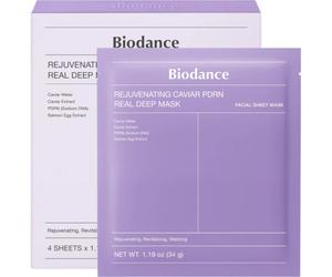 Biodance Maschera Rigenerante al Caviale PDRN Real Deep, Maschera Viso Ringiovanente con Collagene e PDRN, 4x34g