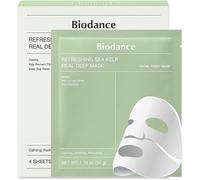 BIODANCE Refreshing Sea kelp Real Deep Mask, Overnight Hydrogel Mask, Calming, Oil & Sebum Control, Blemish Care, Korean Skin Care, Gifts for Women | 1.19oz(34g) x 4ea