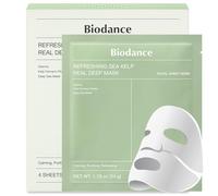 BIODANCE Refreshing Sea kelp Real Deep Mask, Overnight Hydrogel Mask, Calming, Oil & Sebum Control, Blemish Care, Korean Skin Care, Gifts for Women | 1.19oz(34g) x 4ea