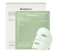 BIODANCE Refreshing Sea kelp Real Deep Mask, Overnight Hydrogel Mask, Calming, Oil & Sebum Control, Blemish Care, Korean Skin Care, Gifts for Women | 1.19oz(34g) x 4ea