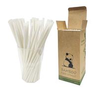 Biodegradabili Natural Cannucce di Bambù, 19,7cm x 6mm 240 Pezzi Compostabili Bamboo Cannucce in Fibra Usa e Getta per Bevande, Cocktail, Bar, Coffee