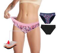 BIOECEUA Biancheria intima mestruale da donna, 4 strati, traspirante, a prova di perdite, flusso pesante, per ragazze adolescenti, copertura completa, super assorbente, ad asciugatura rapida, rosa, M