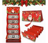 BIOECEUA Biglietto di Natale a sorpresa, 10 scomparti per contanti, buste regalo per regali di festa, design natalizio con Babbo Natale e albero per uomini, donne e famiglia