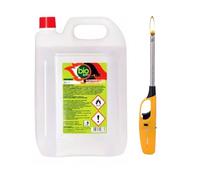 Bioetanolo combustibile stufe Bio Sprint 5 litri 99,9% inodore no fumo naturale no zolfo, Plastica, Rosso + Accendino omaggio