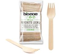 bioexxe 600pz Forchette Biodegradabili, Posate Usa e Getta, No plastica, Compostabili in Legno