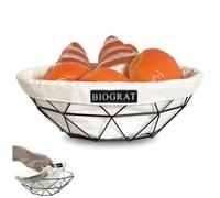 BIOGRAT® Cestino Pane da Tavola Moderno Design in Acciaio con Tessuto, Ø 26,5 cm Centrotavola Portafrutta Fruttiere del Ristorante e Cucine, 2 Pz