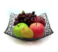 BIOGRAT Portafrutta Fruttiere Metallo Moderno 22,5 x 9,5 cm Nero, Cestino per Frutta fatto a mano da Tavolo Centrotavola Cestino Pane