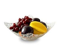 BIOGRAT Portafrutta Porta Frutta da Tavolo 22,5 x 9,5 cm Metallo Moderno bianco, Cestino per Frutta fatto a mano