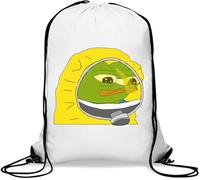 Biohazard Pepe The Frog Funny Meme Gym Sack Casual Drawstring Bag Bianco