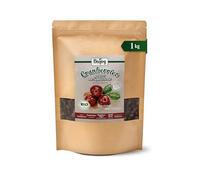 Biojoy BIO Mirtilli rossi essiccati, dolcificati con succo di mela, 1 kg | Interi, non solforati, senza zuccheri aggiunti, dal Canada