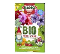 Bioki Neem Cake concime organico azotato per ortaggi, piante da frutto, giardinaggio e piante da interno, Astuccio da 900 g completo di misurino. Distribuzione facile e sicura