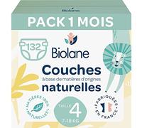 Biolane Pannolini Ecologici, Taglia 4, 7-18 kg, Confezione da 1 Mese, 3 Pacchi di Pannolini da 44 Pezzi Ciascuno, 132 Pannolini, Pelli Sensibili, Assorbenti