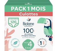 BIOLANE - Pannolini mutandine - Taglia 4 (8-15 kg) - Zero perdite per 12 ore - Confezione 1 mese - 126 Pannolini Pants - Made in France