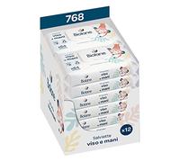 BIOLANE - Salviette per bambini viso e mani - Salviette detergenti ultra-delicate per l’igiene - Salviette per bambini a partire dalla nascita - Senza alcool - Lotto da 12 x 64 (768 salviette)