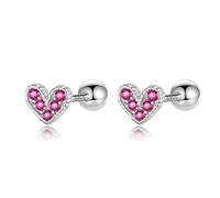 BIOLIVING Orecchini in Vero Argento Sterling 925 con Vite A Cuore per Donna, Bambini, Bambine, Bambini, Mini Gioielli Minimalisti