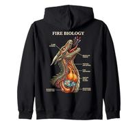 Biologia del Fuoco Drago Nerd Anatomia Mitica Scienza Diagramma Felpa con Cappuccio