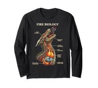 Biologia del Fuoco Drago Nerd Anatomia Mitica Scienza Diagramma Maglia a Manica