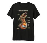 Biologia del Fuoco Drago Nerd Anatomia Mitica Scienza Diagramma Maglietta Premium