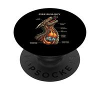Biologia del fuoco Drago Nerd Anatomia Mitica Scienza Diagramma PopSockets PopGrip Adesivo