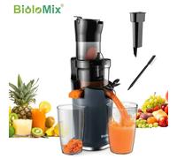 BioloMix Spremiagrumi a freddo con scivolo di alimentazione da 78 mm, potente estrattore di succo a masticazione lenta con motore potente da 200 W 40-65 giri/min per frutta intera SJ-017