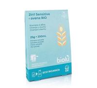Biolù 2in1 Sensitive Avena Bio, Doccia Shampoo Naturale, per Pelle Sensibile e Capelli, Delicato, Lenitivo, 25g=250ml