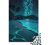 BioluminescentBeach Puzzle in Pezzi NightOceanView 1000 Pezzi Carta Riciclata Per Donne, Regali Per Uomini Puzzle Gioco Educativo Per Rilassarsi 52x38cm/1000pcs