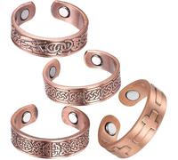 BioMag Anelli in rame da uomo, 99,99% puro rame, 3500 Gauss #9, anello regolabile con motivo vintage, Nessuna pietra preziosa