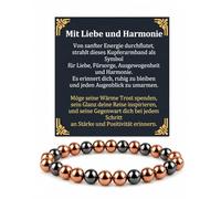 BioMag Bracciale con perle di rame, unisex, regolabile al 99,99% in rame puro con pietre di ematite da 8 mm, braccialetto di perle magnetico, idea regalo