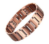BioMag Bracciale magnetico da uomo in rame puro al 99,99% e magnetoterapia, con strumento di regolazione della misura per la lunghezza del polso