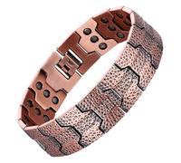 BioMag Set di braccialetti e anelli da uomo, in rame, forza 3X, 99,99%, braccialetto magnetico in rame puro con potenti magneti da 3800 Gauss (motivo a martello) (rame 019)