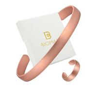 BioMag Set di braccialetti e anelli in puro rame, per uomini e donne, 100% massiccio, grezzo e non rivestito, fatto a mano martellato tibetano (arco liscio)