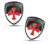 Biomar Labs 2 adesivi 3D a cupola in silicone decalcomanie cavalieri templari bandiera crociate banner emblema auto moto casco F 169 nuovo