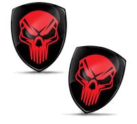 Biomar Labs 2 adesivi in gel 3D in silicone, per auto, moto, bicicletta, badge nero/rosso, teschio KS 81